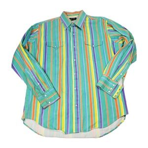 Ruddock Bros Shirt XL Multicolor Western Pearl Snap USA Made Cowboy Rodeo Bull